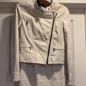 Trina Turk White Lamb Leather Jacket
